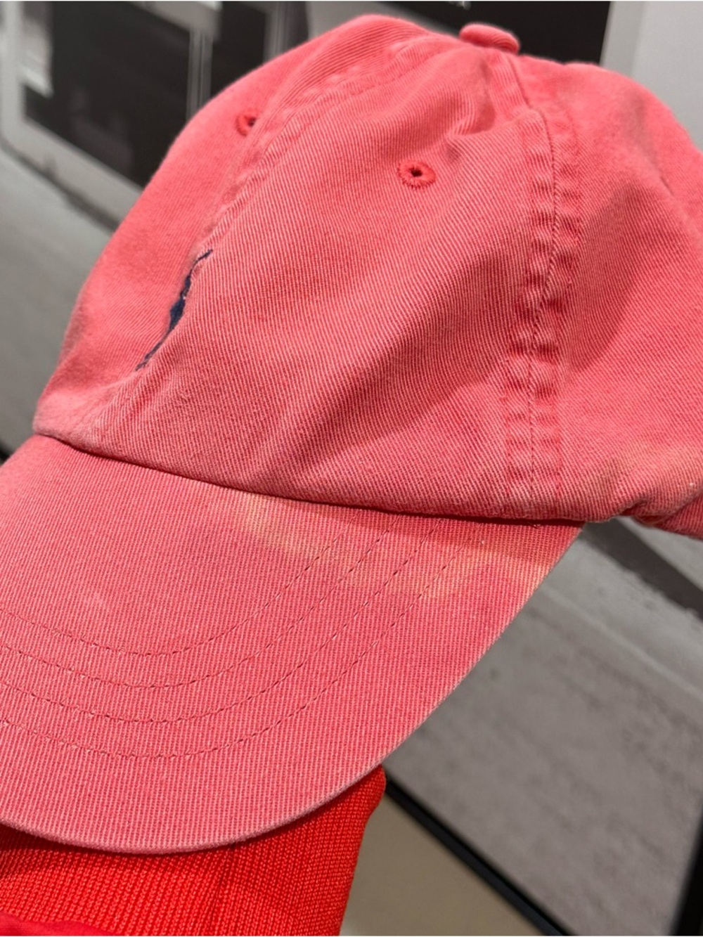Polo Ralph Lauren Light Red Baseball Cap with Navy Pony - Picture 3 of 8